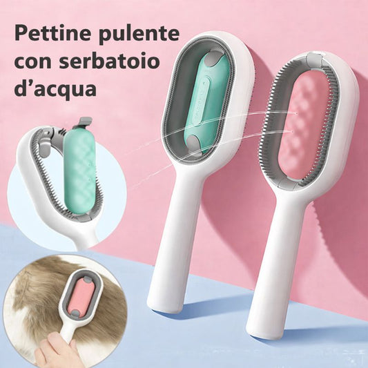 Spazzola per Gatti con Serbatoio d’Acqua – Rimuovi Pelo 4 in 1 per Cani e Gatti
