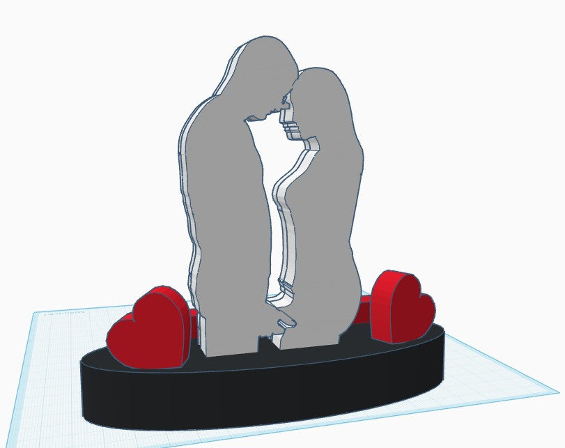 Scultura di Coppia Personalizzata 3D – Regalo Romantico con Dedica